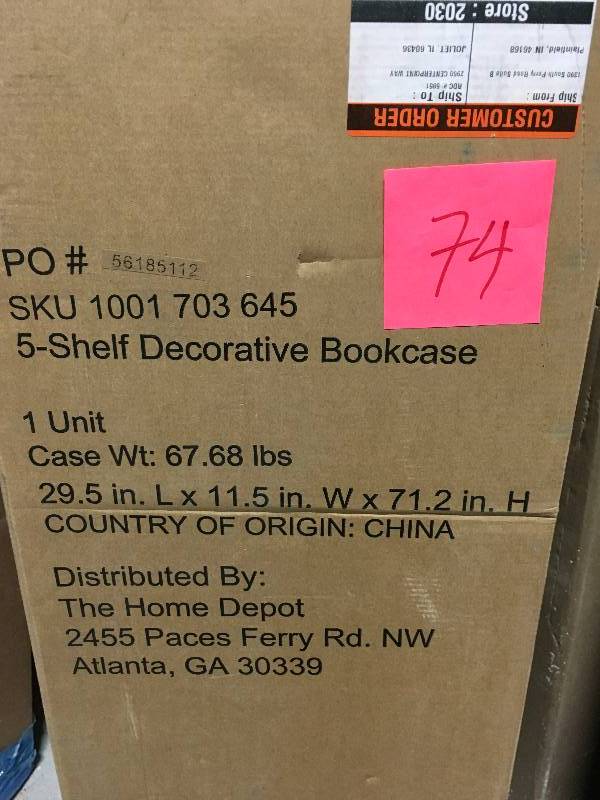 Hampton Bay White Open 5-Shelf Bookcase in very good condition