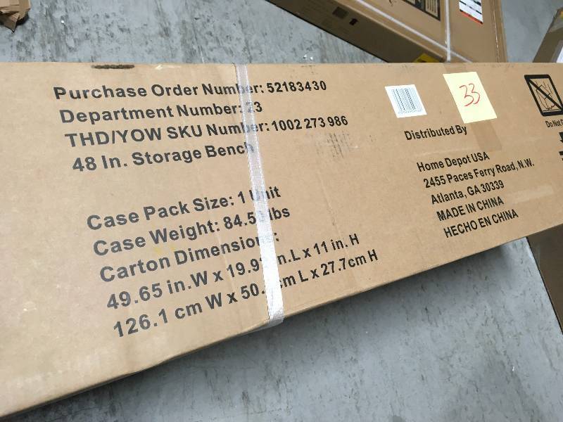 lot 33 image: Husky 20 in. H x 48 in. W x 18 in. D Steel Storage Bench