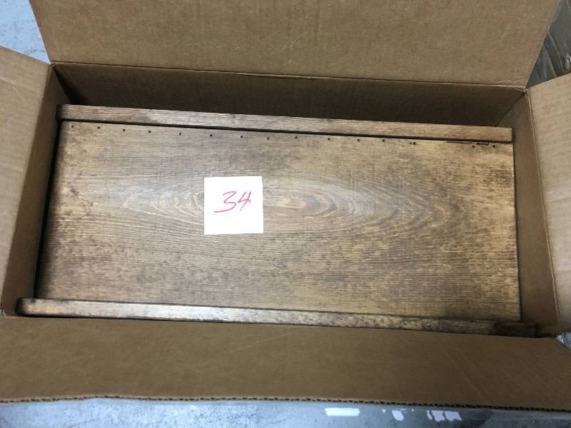 lot 34 image: Del Hutson Designs Rustic Luxe 24 in. W x 10 in. D Floating Dark Walnut Decorative Shelves (Set of 2) in good condition