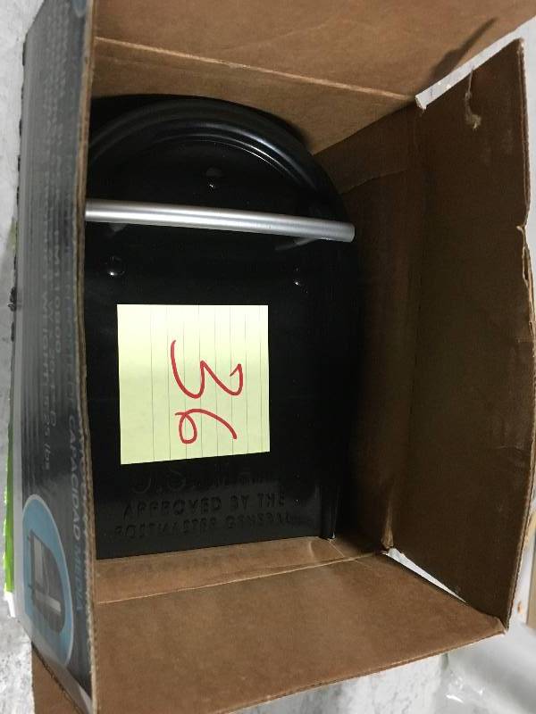 lot 36 image: Gibraltar Mailboxes Franklin Medium Galvanized Steel Post-Mount Mailbox in Black in good condition