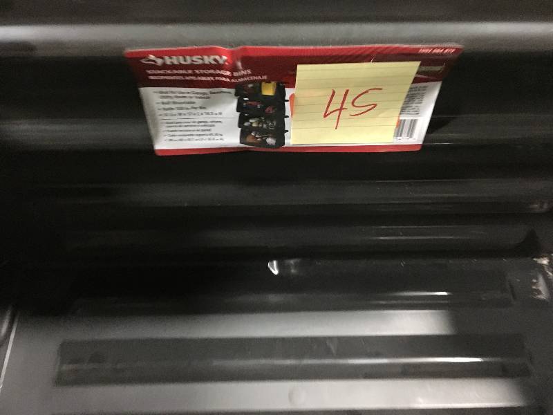 lot 45 image: Husky Stackable Storage Bin in Black in good condition