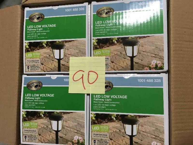lot 90 image: Hampton Bay Low-Voltage Black Outdoor Integrated LED Landscape Path Light with Frosted Inner Lens QTY 4 not used