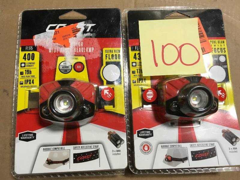 lot 100 image: Coast FL65 400 Lumen Dual Color LED Headlamp QTY 2 in good condition