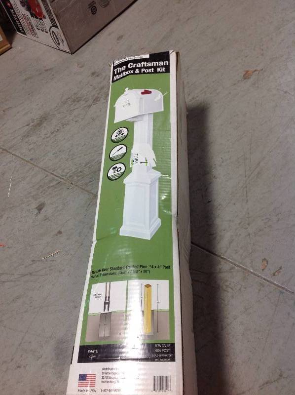 lot 11 image: Postal Pro Craftsman Mailbox and Post Kit, White in good condition
