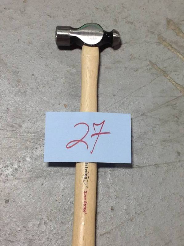 lot 27 image: Estwing 16 oz. Sure Strike Ball Peen Hammer with Hickory Handle in good condition