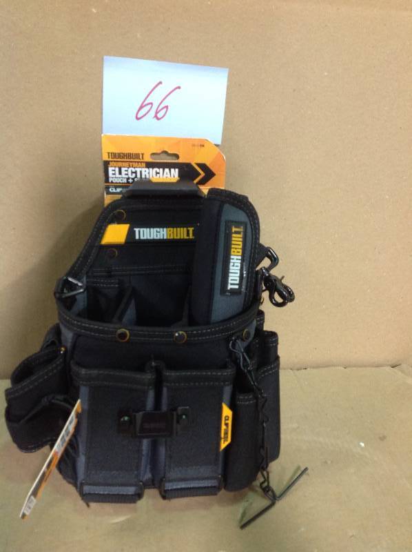 lot 66 image: TOUGHBUILT Journeyman Electrician Pouch Shoulder Strap, Black in good condition