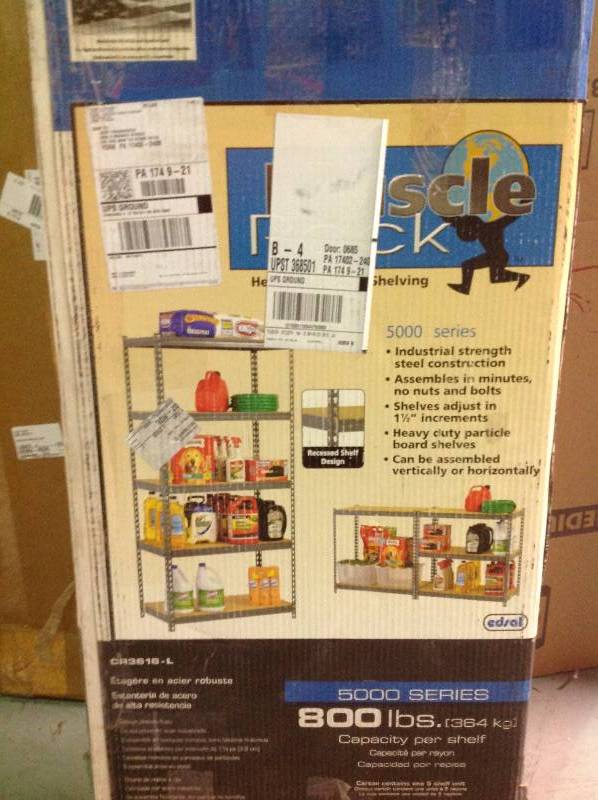 lot 73 image: edsal 72-in H x 36-in W x 18-in D 5-Tier Steel Freestanding Shelving Unit in good condition