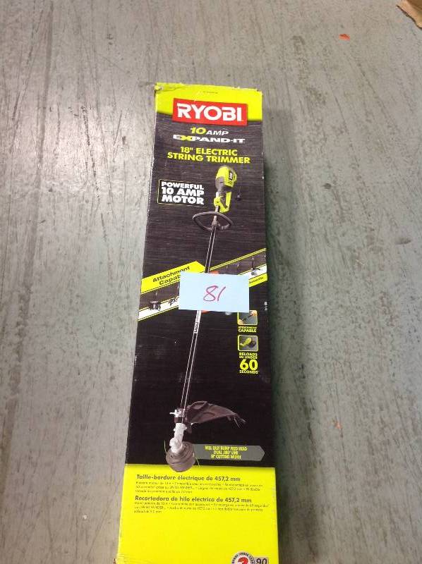 lot 81 image: Ryobi RY15124 18 10 Amp Electric String Trimmer in good condition