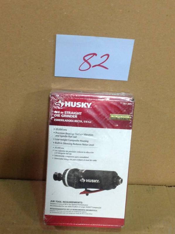 lot 82 image: Air Grinders Husky Grinders 14 in. Straight Die Grinder H4220 in good condition