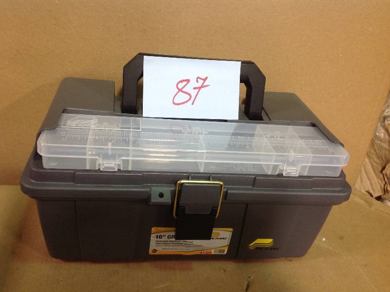 lot 87 image: Plano Grab N Go 16 in. Tool Box with Tray in good condition