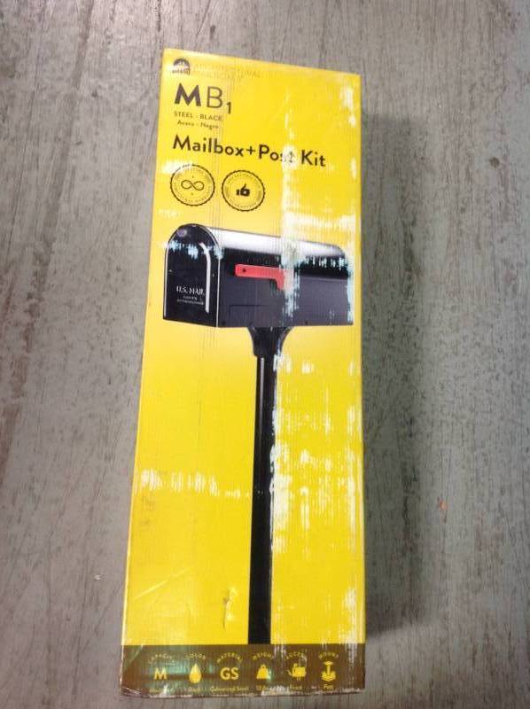 lot 90 image: Architectural Mailboxes MB1 Post Mount Mailbox and 2 in. In-Ground Post Kit Black in good condition