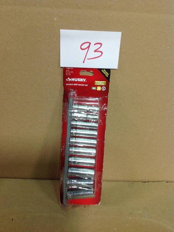 lot 93 image: Husky 38 in. Drive Deep Metric Socket Set (10-Piece) in good condition
