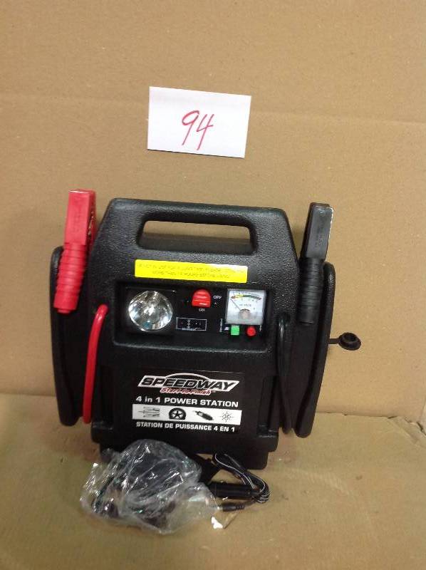 lot 94 image: SPEEDWAY Emergency Car Jump Starter and Compressor with Rechargeable Battery in good condition