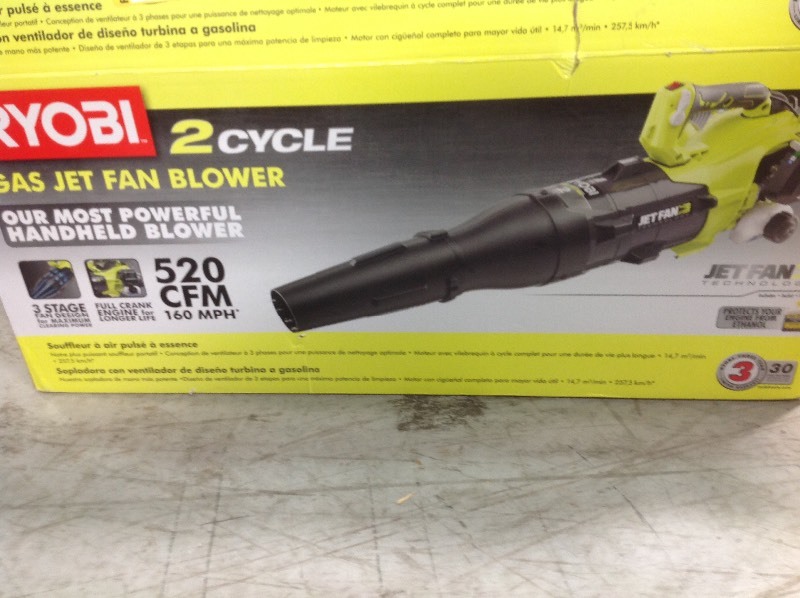 lot 103 image: RYOBI 160 MPH 520 CFM 25cc Gas Jet Fan Blower in working  conditions