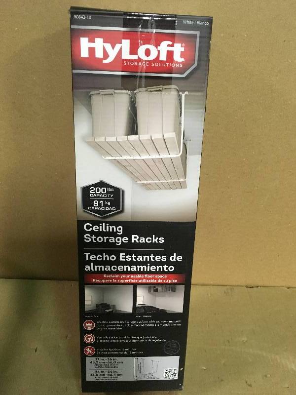 HyLoft 33 in. W x 34 in. D Adjustable Garage Ceiling Mount Storage Racks in good condition