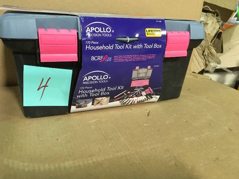 Apollo 170-Piece Household Tool Kit with Tool Box in Pink  in good condition