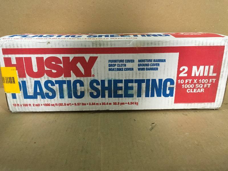 HUSKY 10 ft. x 100 ft. Clear 2 mil. Plastic Sheeting not used