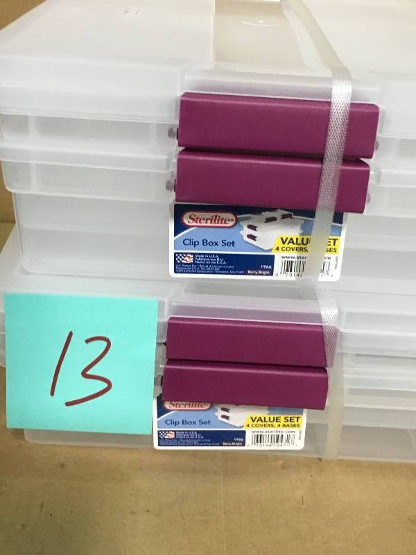 Sterilite Multi-Size Clip Box Set QTY 4  in good condition