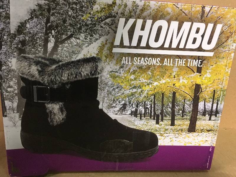 Khombu Womens Lindsey All Weather Boots Size 8 Black Suede Faux Fur not used