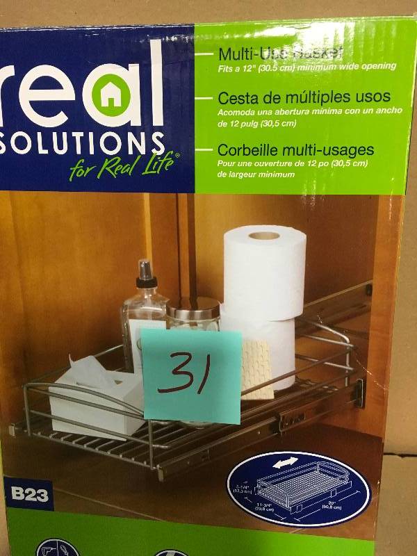 Real Solutions for Real Life 5 in. H x 12 in. W x 20 in. D Multi-Use Pull-Out Basket Cabinet Organizer in Silver  in good condition