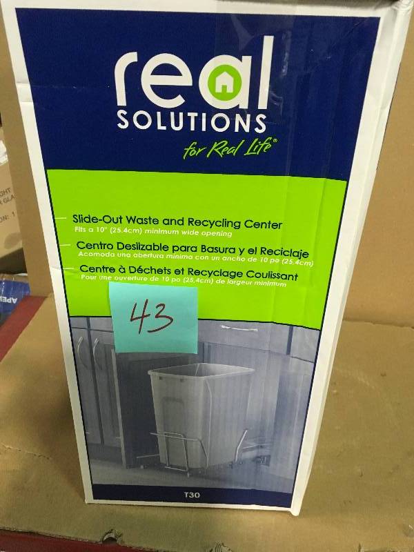 Real Solutions for Real Life 19 in. H x 9 in. W x 20 in. D Steel In-Cabinet 35 Qt. Single Pull-Out Trash Can in Platinum  in good condition