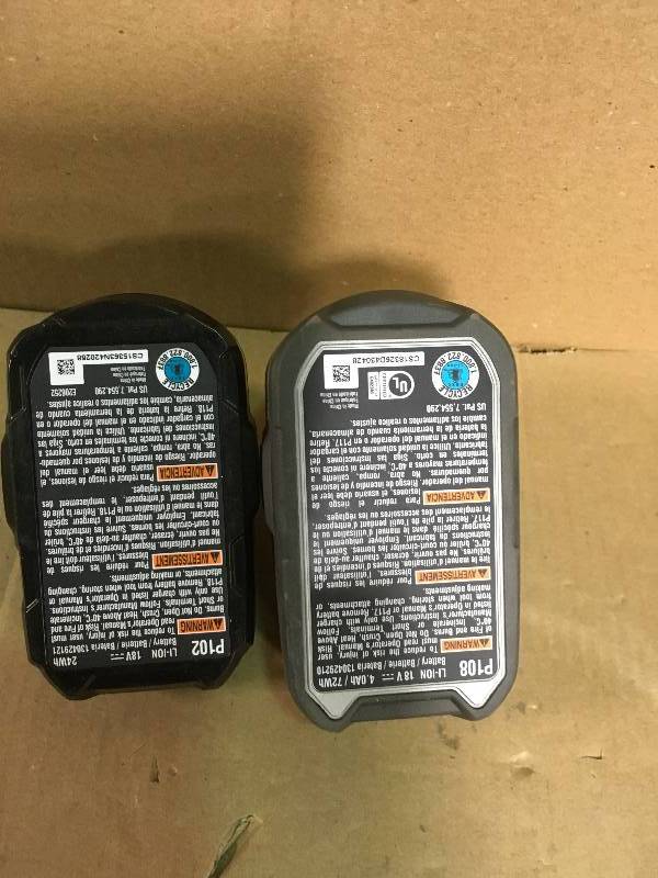 RYOBI 18-Volt ONE Lithium-Ion 4.0 Ah LITHIUM High Capacity Battery PLUS (1) RYOBI 18-Volt ONE 1.5 Ah Lithium-Ion Compact Battery  in good condition