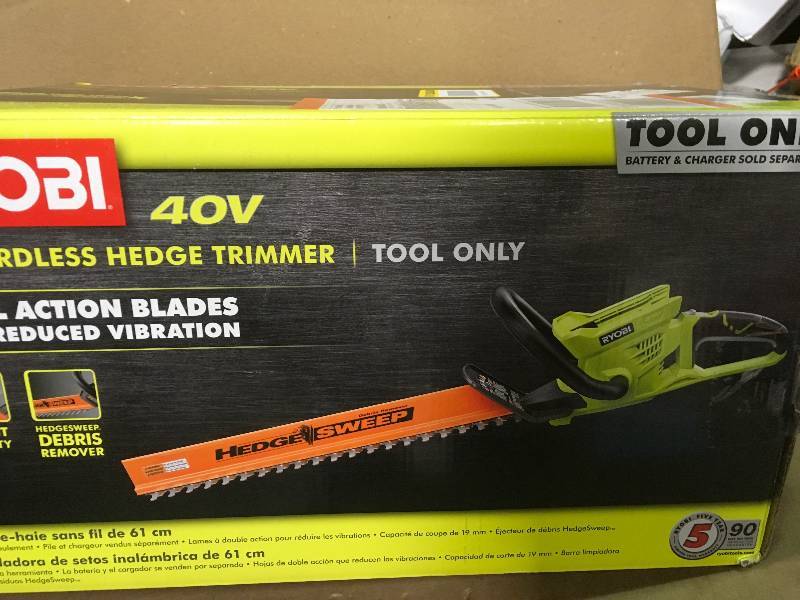RYOBI 24 in. 40-Volt Lithium-Ion Cordless Hedge Trimmer-Battery and Charger Not Included  in good condition