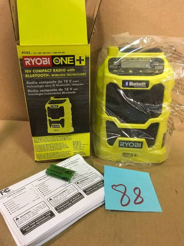 RYOBI 18-Volt ONE Cordless Compact Radio with Bluetooth Wireless Technology (Tool-Only)  in good condition