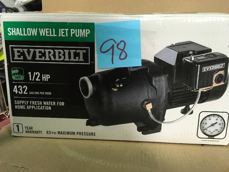Everbilt 12 HP Shallow Well Jet Pump  in good condition