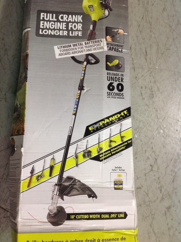 RYOBI 25cc 2-Cycle Attachment Capable Full Crank Straight Gas Shaft String Trimmer in working conditions