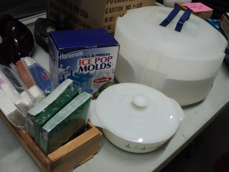 lot 34 image: Cake Carrier, Fire king Ice Pop Mol...