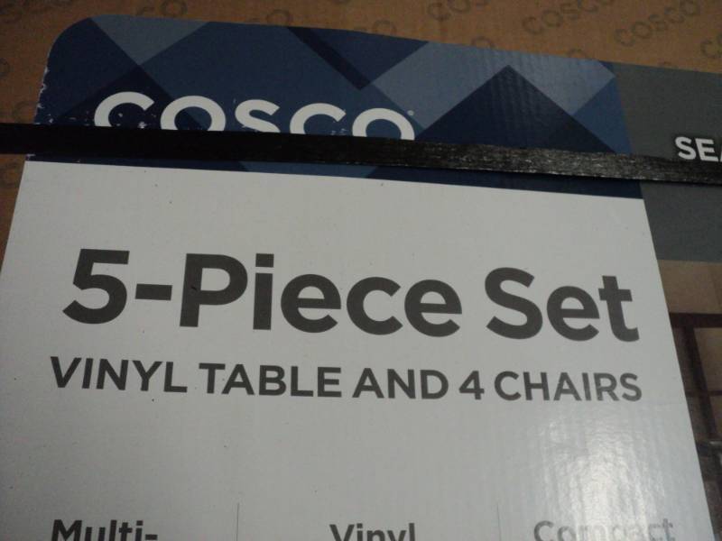 lot 213 image: 5 Piece Cosco Vinyl Table and 4 Cha...