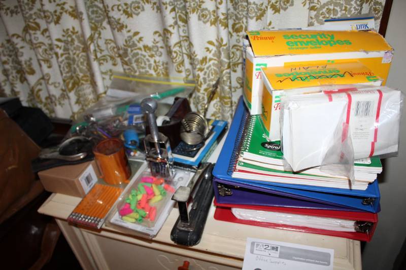 lot 39 image: Office Supplies - Binders, Envelopes, Spiral Notebooks, Pencils, Stapler, Stamp, And More