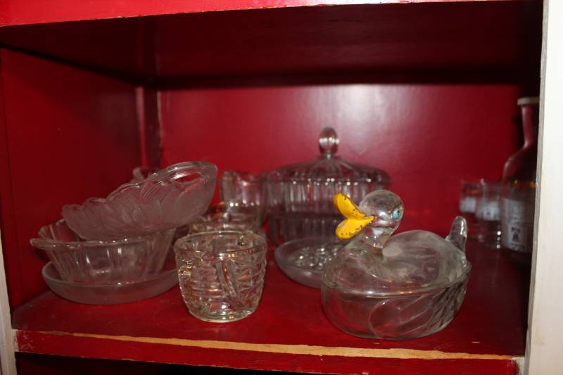 lot 142 image: Glass Serving Dishes, Glass Candy Dishes, Glass Cranberry Serving Dish