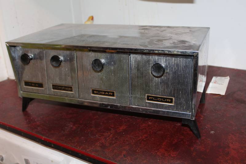 lot 159 image: Stainless Steel 4-Drawer Kitchen TeaCoffeeSugarFlour Powder Holder
