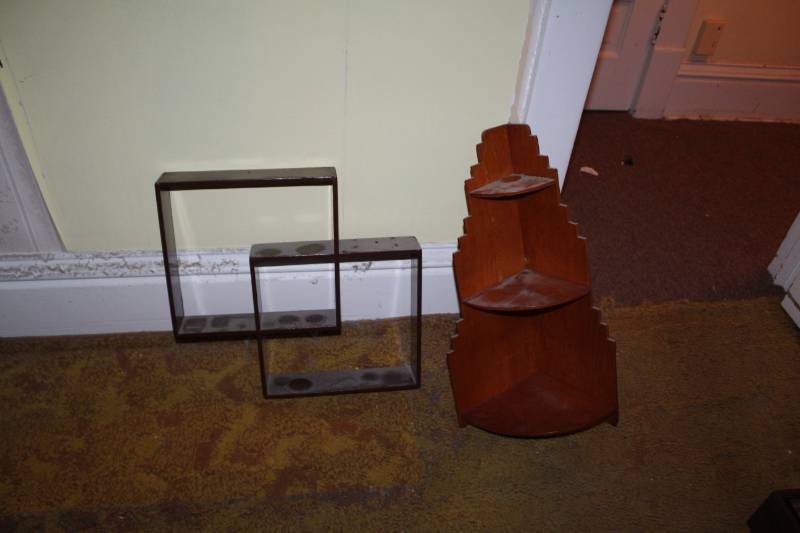 lot 107 image: Wall-Mount Display Shelves - Corner 3-Tier, Dual Box