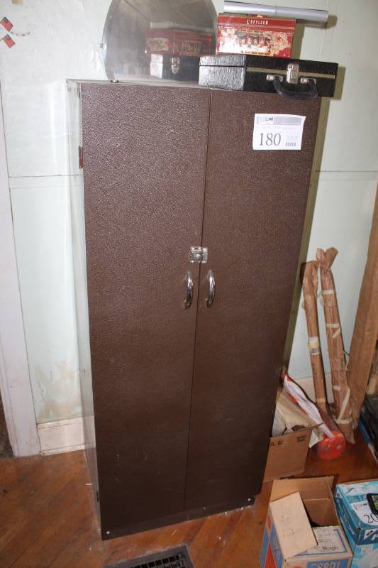 lot 180 image: Metal Clothes Storage Cabinet with Clothes Rail, 1-Shelf