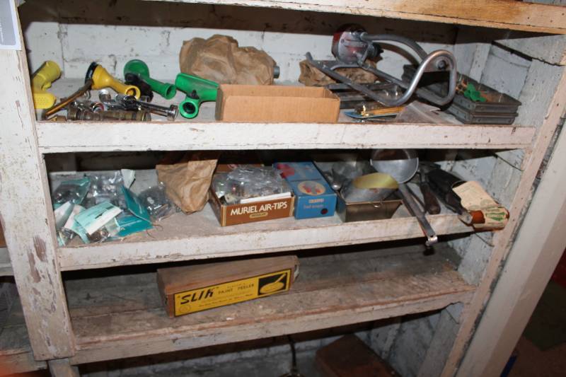 lot 215 image: Garden Hose Nozzles, Grass Sprinklers, Bulb Planters, And More