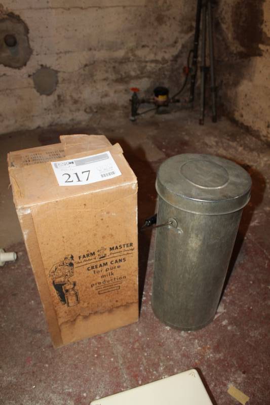 lot 217 image: Farm Master Cream Cans with Lids