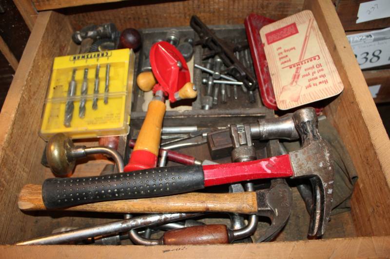 lot 240 image: Hammers, Drill Bits, Hand Drills, And More