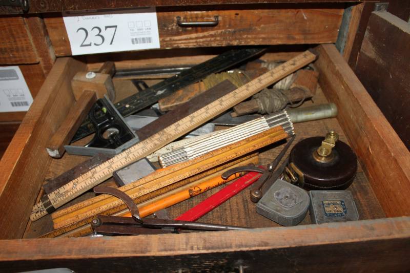 lot 237 image: Rulers, Measures, Squares, Screwdrivers, And More