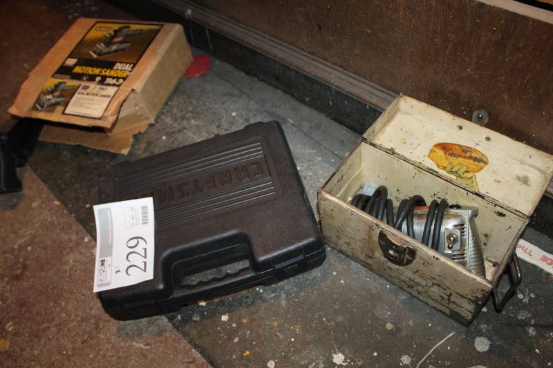 lot 229 image: Craftsman 14-inch Drill, Dual Motion Sander, 9.6V Cordless Drill with BatteryChargerCase