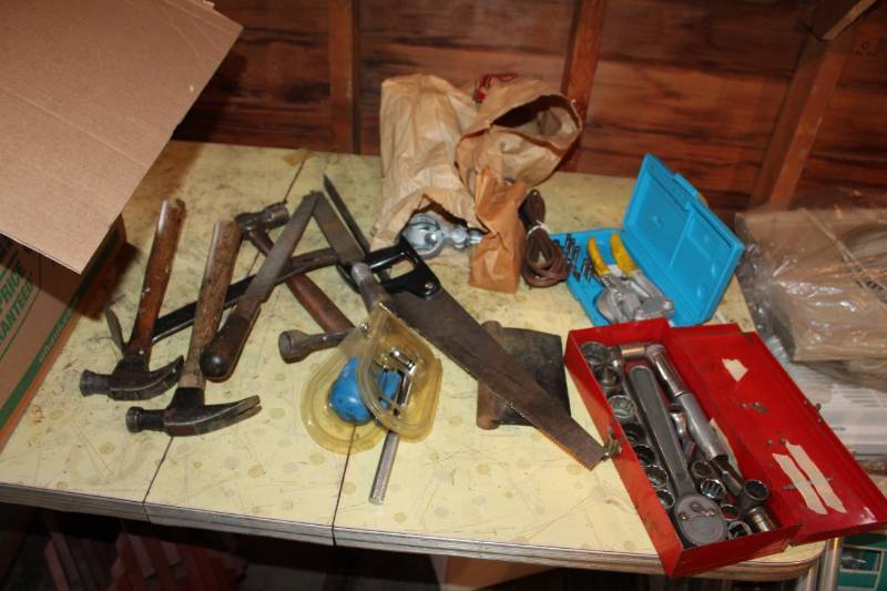 lot 249 image: Sockets, Ratchet, Hammers, Files, Hand Saw, And More