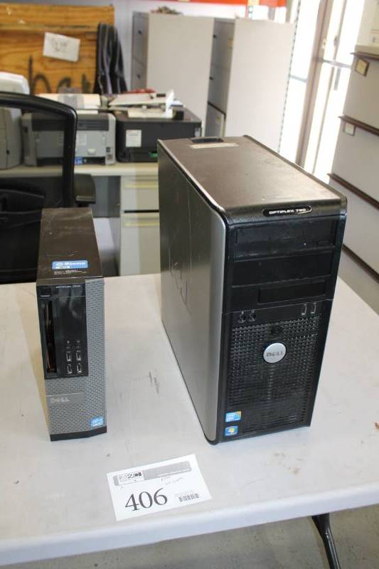 lot 406 image: Dell Optiplex 7010 Computer Desktop, Dell Optiplex 780 Computer Desktop