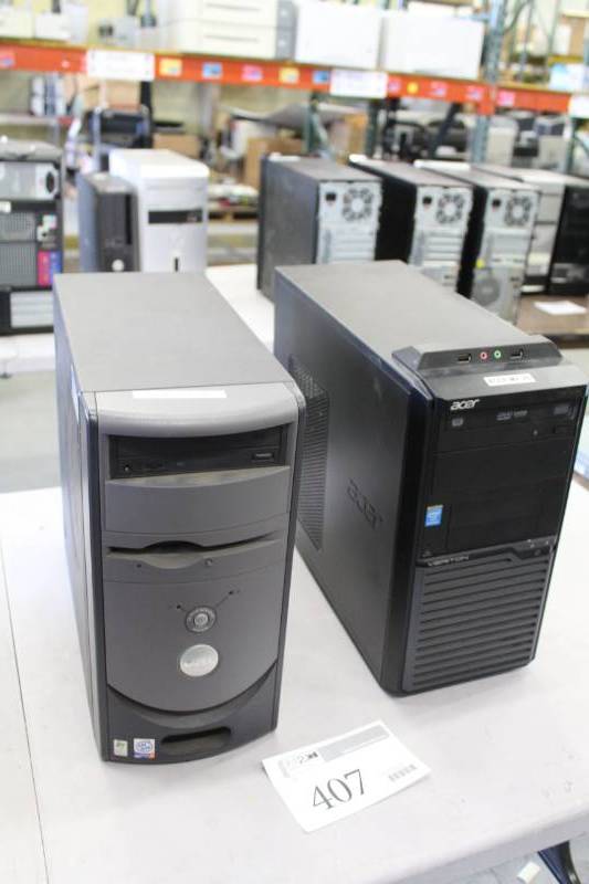 lot 407 image: Dell Dimension 4600 Computer Desktop, Acer Veriton Computer Desktop