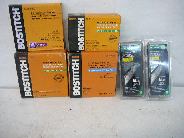 lot 67 image: Bostitch Crown Staples & Hitachi Finish Nails