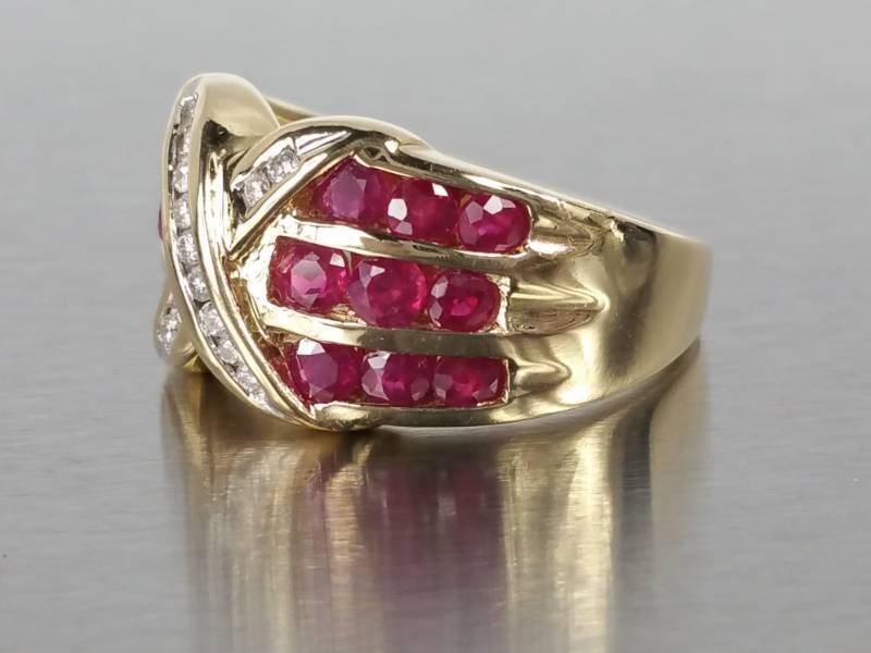 Gorgeous Natural Ruby and Diamond Estate Ring in 14k Gold