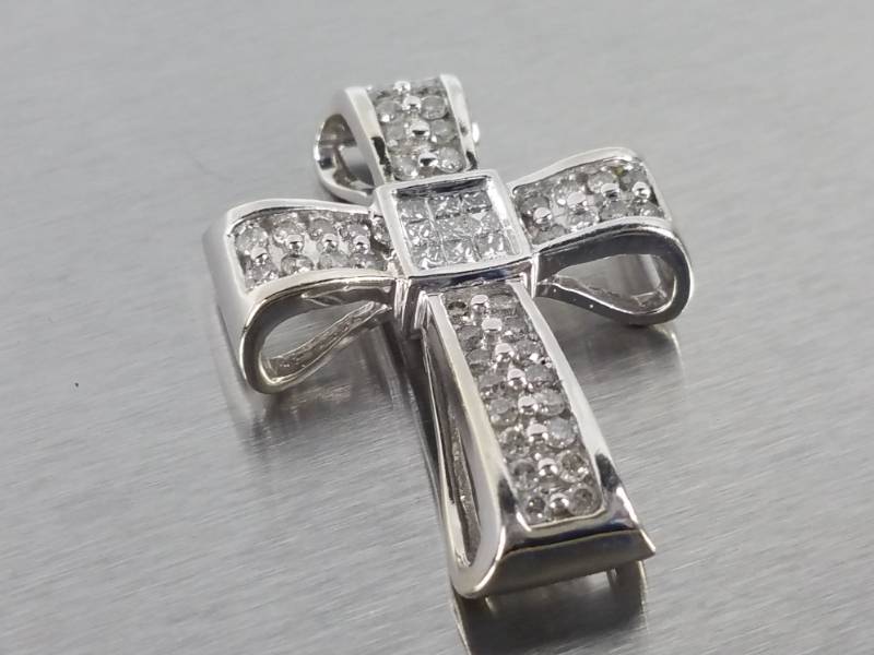 Ladies Diamond Estate Cross in 14k White Gold