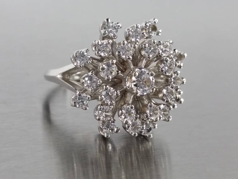 Well Designed Custom Estate Ring in 14k White Gold