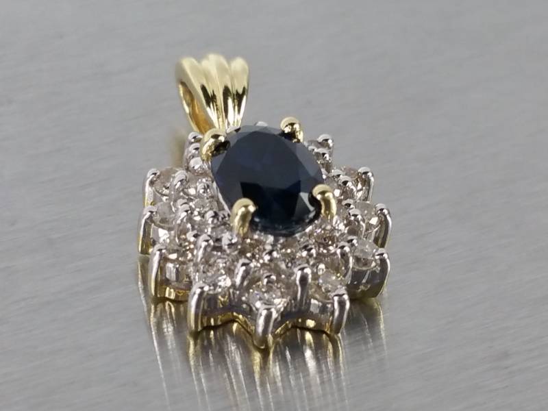 Stunning Sapphire and Diamond Estate Pendant in 14k Gold